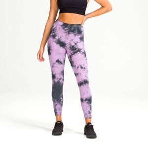 Lululemon Power Thru High-Rise Capri Legging Tie Dye Purple Black Size 4